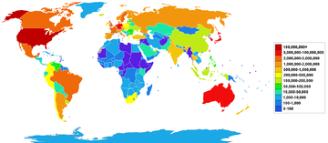 Sitios de Internet por países.